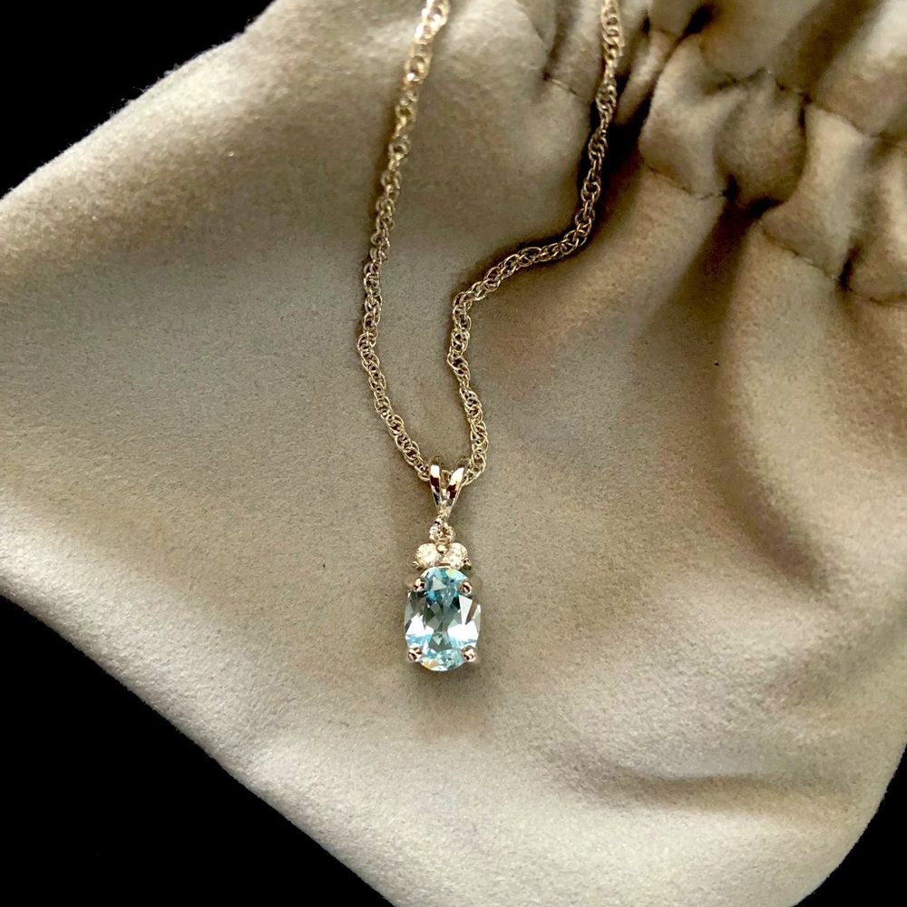 Aqua Marine Necklace March Birth Stone - Lia Sophia silver w/Rhodium